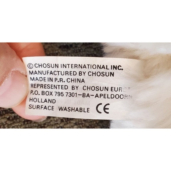 Chosun International Inc. White Bear Plush Toy with Red Plaid Bow Rare HTF - Picture 7 of 10